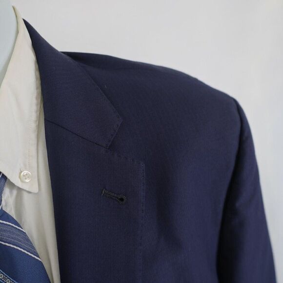 Jos A Bank Signature Gold Wool Blue Herringbone 44L / Slim 46L Blazer 2 Button - Picture 2 of 13